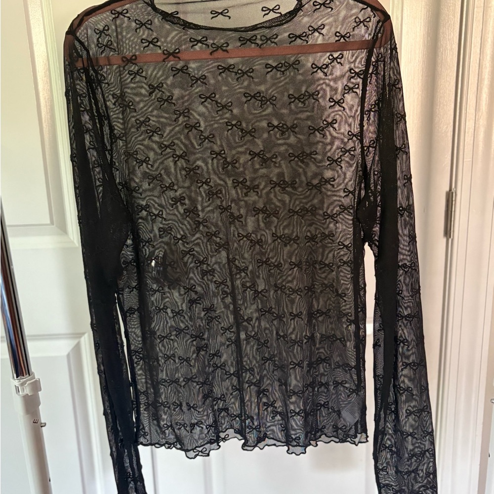 Elegant Black Lace bow Top